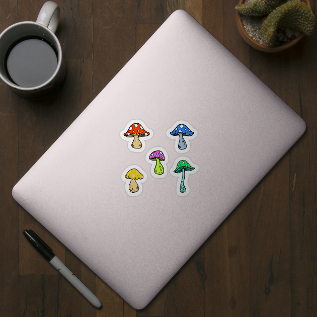 Psychedelic Mushrooms Shrooms Sticker Set by julieerindesigns
